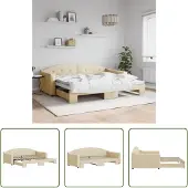 The Living Store Lit de jour extensible Crème 90x200 cm Tissu