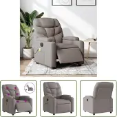 The Living Store Fauteuil de massage électrique Taupe Tissu