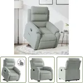 The Living Store Fauteuil relax releveur gris clair velours
