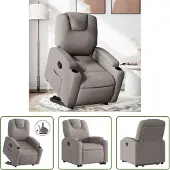 The Living Store Fauteuil relax avec releveur Taupe Tissu