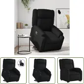 The Living Store Fauteuil relax avec releveur Noir Similicuir