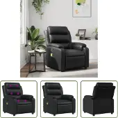 The Living Store Fauteuil de massage Noir Similicuir