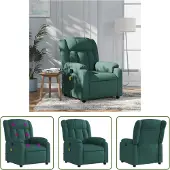 The Living Store Fauteuil de massage Vert foncé Tissu