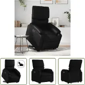 The Living Store Fauteuil relax releveur électrique noir similicuir