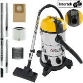 Arebos Aspirateur industriel 1300W | Aspirateur eau et poussières | Aspirateur multi-usages eau et poussières | Aspirateur d'atelier avec prise électrique | Cuve de 30L