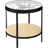 Atmosphera Atmosphère créateur d'intérieur konferenèní stolek s hodinami meca kovový mdf deska sklenice èerná hnìdá 49 cm x 50 cm