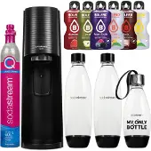 SodaStream Fontaine à eau Terra Noir Set avec 3 bouteilles et sirop