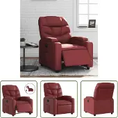 The Living Store Fauteuil relax électrique vin rouge similicuir
