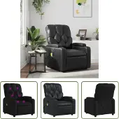 The Living Store Fauteuil de massage Noir Similicuir