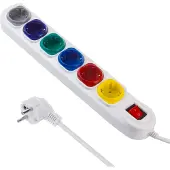Macleans multiprise 6x, rallonge, avec interrupteur, 250VAC/10A, 1,5m, MCE509 W
