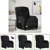 The Living Store Fauteuil de massage électrique noir similicuir