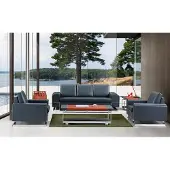 AEA Kunstleder Sofa Set in Schwarz modern und elegant