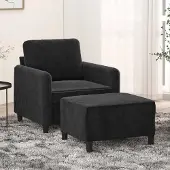 Prolenta Maison Exclusive - Fauteuil avec repose-pieds noir 60 cm, velours