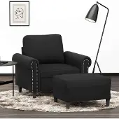 Prolenta Maison Exclusive - Fauteuil avec repose-pieds noir 60 cm, velours