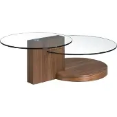 ANGEL CERDA SL Angel Cerdá Table basse ronde en verre trempé et noyer 2019