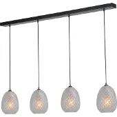 Masterlight Lampe suspendue noire Pineapple 4 lumières avec verre clair