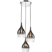 Paul Neuhaus Suspension PILUA, chrome, 3 abat-jours en forme de goutte, E27