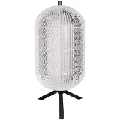 Steinhauer Lampe de table Geripu 3841ZW, Ø 15 cm, en plastique nervuré avec module LED - Transparent/Noir - Design -