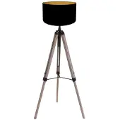 Mexlite Lampadaire - noir - Triek - bois textile - Ø 75cm - E27 - 4107ZW -