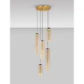 Nova Luce Suspension unique Sano Rond 5 pâles dorés