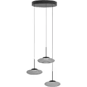 Lyora Suspension 3 lumières Bounto verre transparent rond noir
