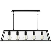 Searchlight Voyager Lampe suspendue 5 flammes 90cm noir mat verre