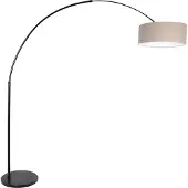Steinhauer Lampe à arc Gramineus 50 noir avec abat-jour en lin