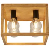 Searchlight Plafonnier contemporain carré bois noir marron 4 lumières E27