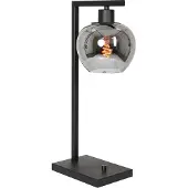 Steinhauer Lampe de table noire Lotus avec verre fumé