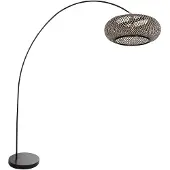 Steinhauer Lampadaire - noir - Solva - bambou métal - lampe arquée - E27 - 4466ZW -