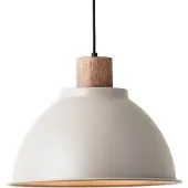 Brilliant Suspension décorative Erena en taupe | intensité variable avec ampoule adaptée | Ø38cm | hauteur 120cm | 1x E27 max. 60 watts | métal/bois