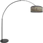 Steinhauer Lampe à arc Sparkled Light noir avec abat-jour en bambou