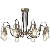 Searchlight Olivia 8Lt Ceiling, Black Braided Fabric Cable, Satin Silver