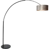 Steinhauer Lampe à arc Sparkled noir avec capuche en velours taupe
