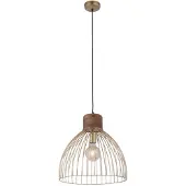 JUST LIGHT Suspension, finition laiton mat, bois de mangue, hauteur 120 cm