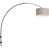 Steinhauer Lampe à arc murale Sparkled noir avec abat-jour taupe