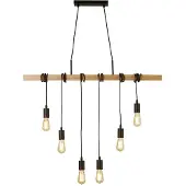 Searchlight Lampe suspendue 6 lumières Woody avec du bois
