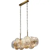Searchlight Wagon Wheel 10Lt Bar Pendant - Bronze, Verre Clair et Ambre