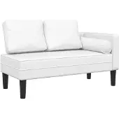 vidaXL Chaise longue avec coussin Blanc Similicuir