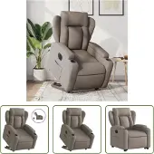 The Living Store Fauteuil relax releveur électrique Tissu Taupe