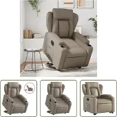 The Living Store Fauteuil relax releveur électrique Cappuccino similicuir