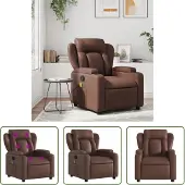The Living Store Fauteuil de massage Marron Similicuir
