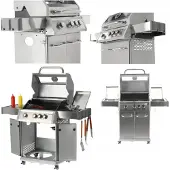YATO Barbecue au gaz 3+1, en acier inoxydable, 11,5 kW, avec fenêtre de visualisation