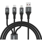 Dudao L3E 3-i-1 USB-A til MicroUSB/USB-C/Lightning 66W 1,2m Sort