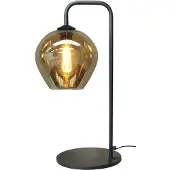 Masterlight Lampe de table noire Quinto avec verre fumé