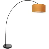 Steinhauer Lampadaire - noir - Solva - métal textile - lampe arquée - E27 - 3896ZW -