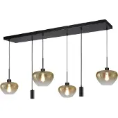 Masterlight Suspension 6 lumières Genua noir avec verre doré