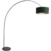 Steinhauer Lampadaire - vert noir - Curve - plastique métal velours tissu - lampe arquée - E27 - 4269ZW - Anne Lighting
