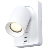 Artdelight Lampe de chevet Megano USB blanc avec USB-A et USB-C