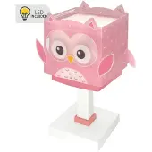 DALBER Lampe de table pour chambre d’enfant Owl rose